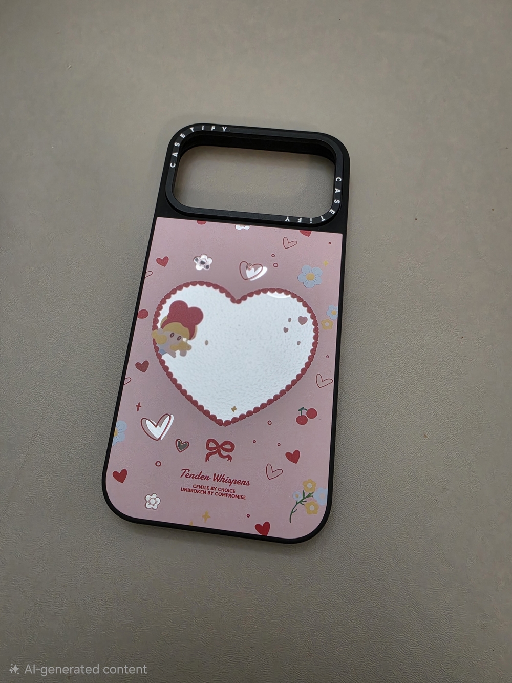 Casetify Pink Heart Mirror Case with Cute Character Motifs (Iphone 17 Pro Max)
